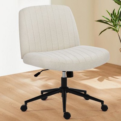 CAVINAS Ergonomic Criss Cross Office Chair with Wheels & Adjustable Height, Cross Legged Office Chairs, Armless Desk Chairs, Adjustable Swivel Chairs