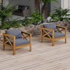 Lyngins 2-Pack Club Outdoor Accent Chairs, Teak-Finish Acacia Wood Armchair with Cushions, Patio Accent Chair, Outdoor Single Sofa Chair for Patio - 2 of 4