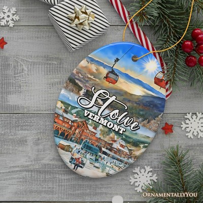 Artistic Stowe Vermont Ornament, Classic New England Mountain Town Christmas Gift and Souvenir | OrnamentallyYou