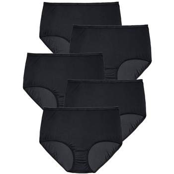 Comfort Choice Women's Plus Size Cotton Brief 5-pack - 9, Black : Target