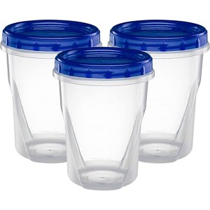 48 Oz Large Deli Food Storage Containers with Screw and Seal Lids – 48 Oz Stackable, Reusable, Microwave & Dishwasher Safe Plastic Canisters - 1 of 2