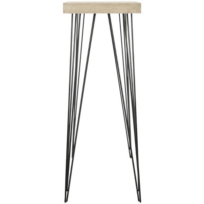 Transitional Lali Light Brown Wood & Metal Console Table with Storage
