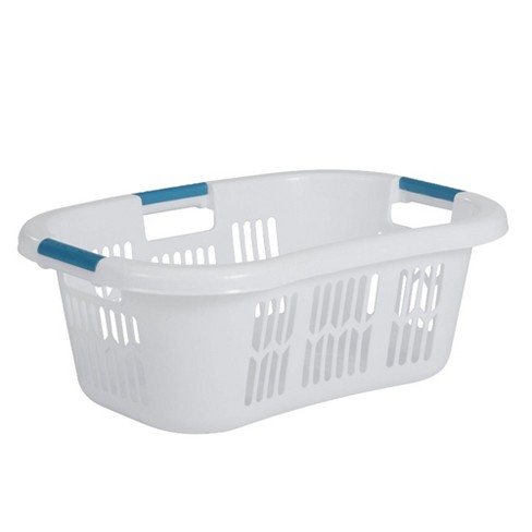 Rubbermaid 2.1-bushel Small Hip-hugger Portable Plastic Laundry Basket With  Grab-through Handles, White : Target