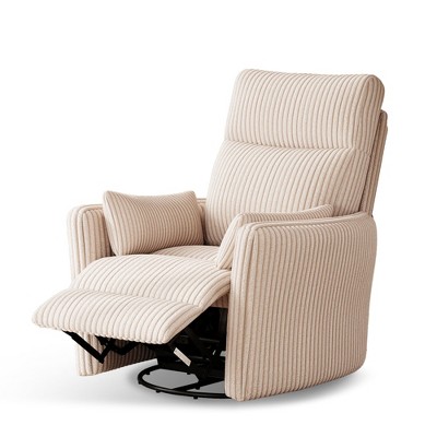 360 Swivel Rocker Recliner - Corduroy Nursery Glider Rocking Chair with 2 Pillows