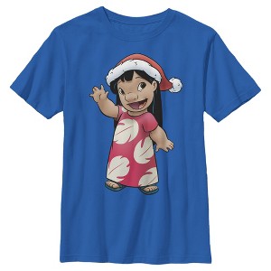Boy's Lilo & Stitch Santa Hat Aloha T-Shirt - 1 of 4