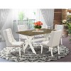HomeStock 5-Piece Distressed Jacobean Finish Solid Wood Top Dining table with 4 Chairs - 2 of 4
