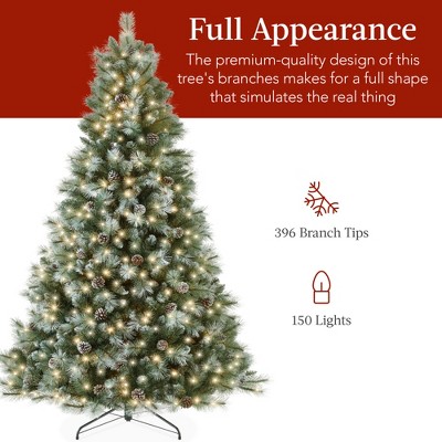 4.5ft Frosted Pine Pre-Lit Christmas Tree with Multicolor LED Lights