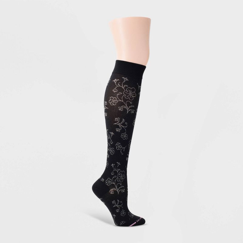 Dr. Motion Women&#39;s Mild Compression 3pk Knee High Socks - Black Patterns 4-10, 5 of 7
