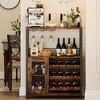 Whizmax 3-Tier Wine Bar Cabinet, Detachable Wine Rack and Storage Space, Glass Holder and Mesh Door, for Kitchen and Bar, Rustic Brown - 3 of 4