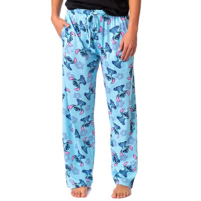 Disney Adult Lilo And Stitch Aloha Flower Stitch Pajama Lounge Pants X Small Blue