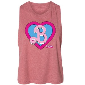 Women's Barbie Heart Crest Graphic Racerback Tank - Heather Mauve - Small - 1 of 3