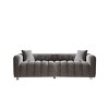 87.4'' Dark Gray Velvet 3 Seater Sofa with Bubble Upholstery, Modern Upholstered Couch with Metal Legs and 2 Pillows for Living Room-Maison Boucle - 2 of 4