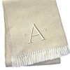 HomeRoots 55" X 70" Linen And White Herringbone Cotton Blend A Initial Throw Blanket with Tassels And Embroidery - 4 of 4