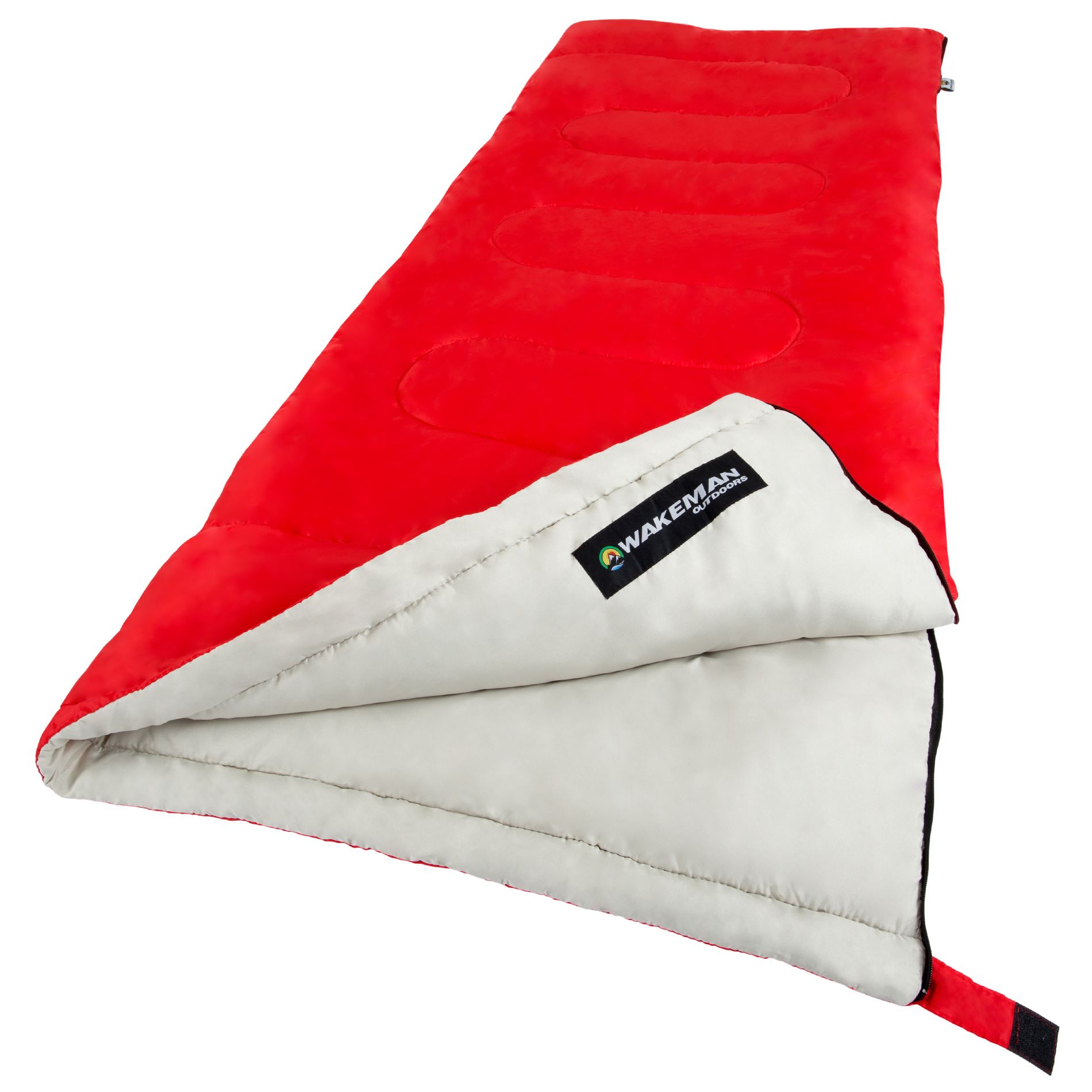 Sleeping Bag – 2-Season with Carrying Bag for Adults and Kids – Spirit Lake Sleeping Bag for Camping and Festivals by Wakeman Outdoors (Red)