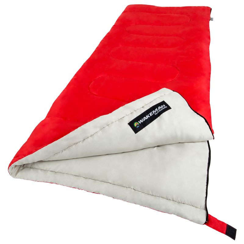 Sleeping Bag – 2-Season with Carrying Bag for Adults and Kids – Spirit Lake Sleeping Bag for Camping and Festivals by Wakeman Outdoors (Red), 1 of 4
