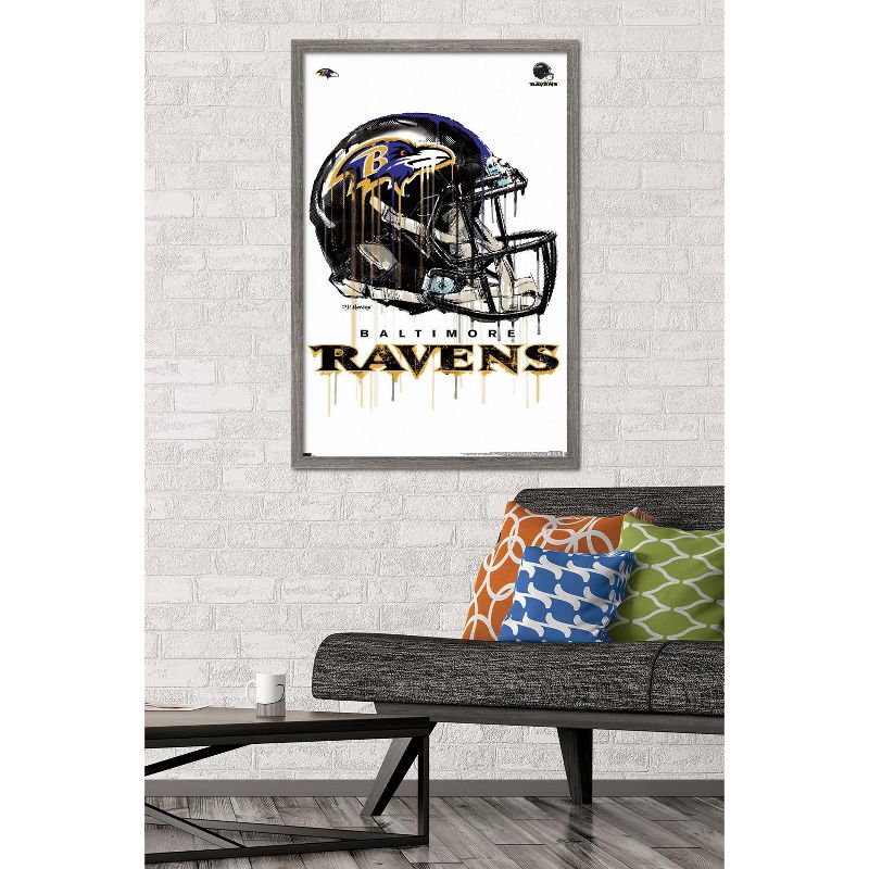 Trends International NFL Baltimore Ravens - Drip Helmet 20 Framed Wall Poster Prints, 2 of 7