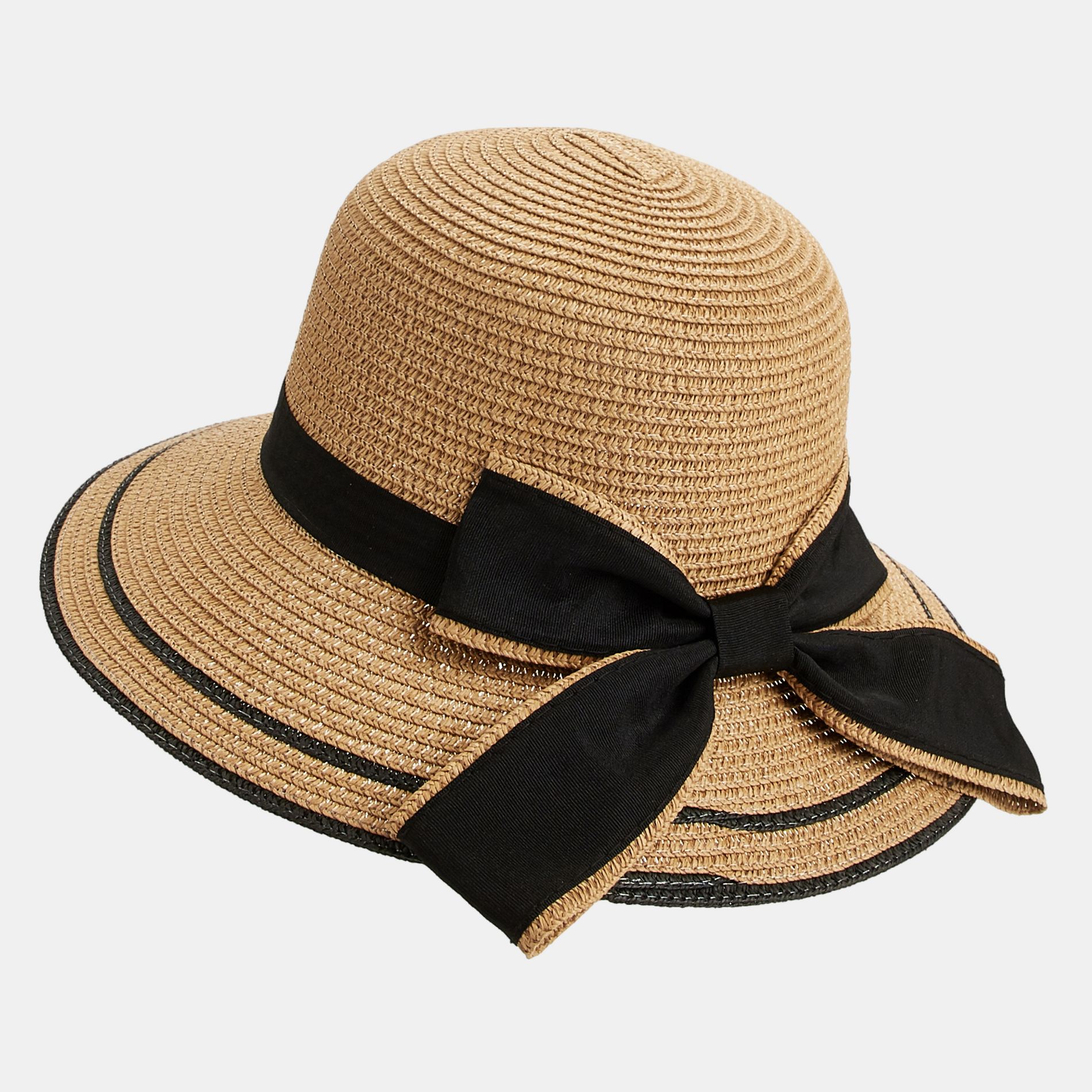Women's Chic Black Bow Embellished Straw Sun Hat - Cupshe