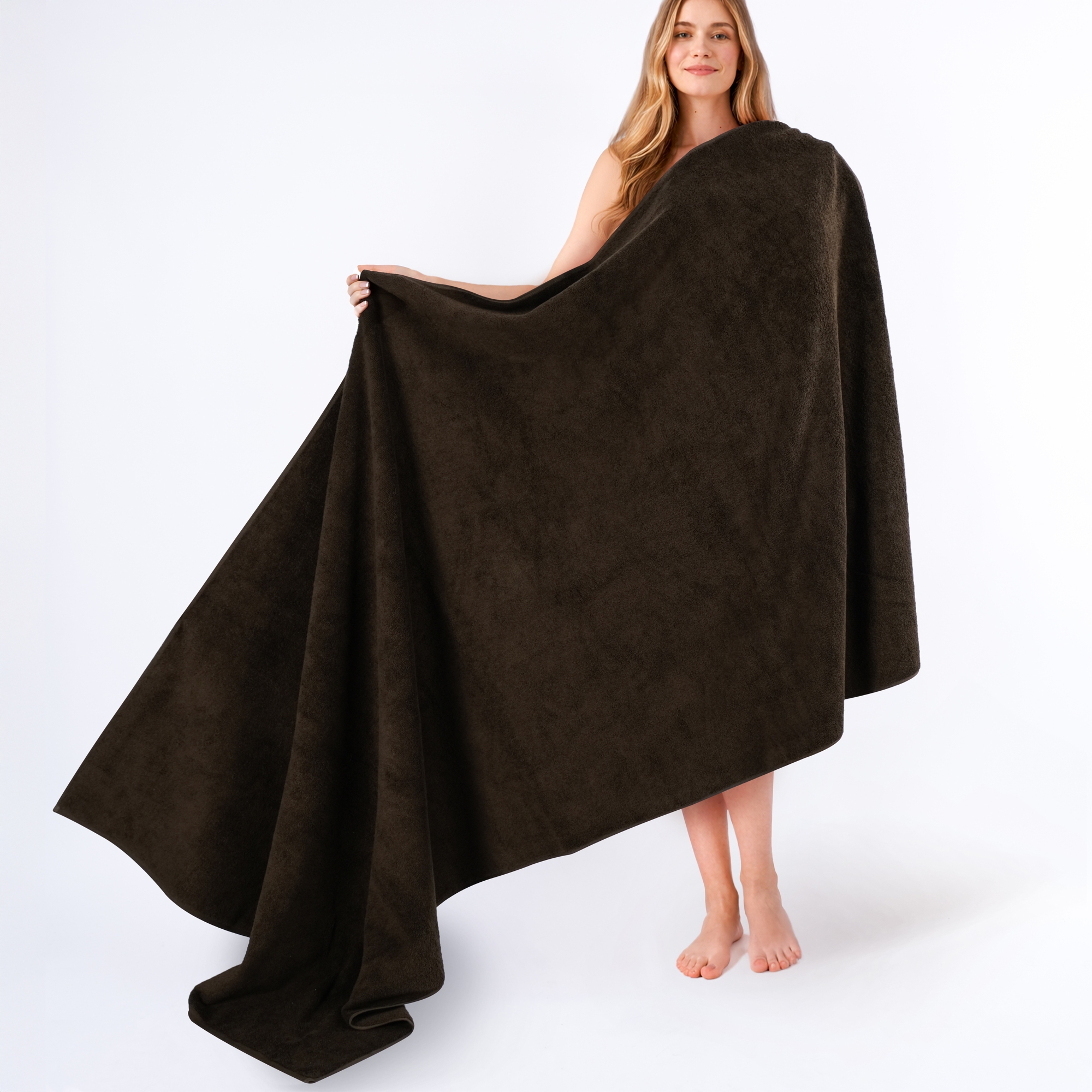 American Soft Linen 100% Cotton Oversized Bath Sheet, 40 in by 80 in Bath Towel Sheet, Brown