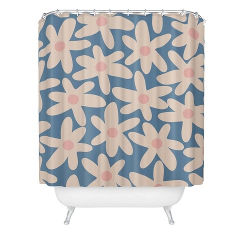 Deny Designs Daisy Time Retro Floral Shower Curtain Blue : Microfiber, Machine Washable, Non-Slip Backing - image 1 of 2