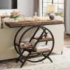 ORRD 39.4” Industrial Console Table, 4-Tier Entryway Table with Circle Metal Frame, Rustic Brown Sofa Table for Living Room & Hallway - 4 of 4