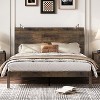 TIRAMISUBEST Full/Queen Size Farmhouse Style Platform Bed, Wooden Bed Frame with Two Headboard Lights - 3 of 4