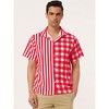 Lars Amadeus Men's Contrast Color Short Sleeves Striped Plaid Printed Shirt - 2 of 4
