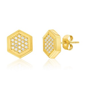 Metallo Stainless Steel, Hexagon CZ Suds - Gold Plated - Gold - 1 of 2
