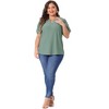 Agnes Orinda Women's Plus Size Summer Eyelet V Neck Short Sleeve Blouse - 3 of 4