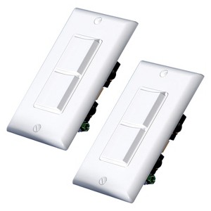 ELEGRP Decorator Double Rocker Light Switch, 2 Single Pole, 15A, 125V, in-Wall On/Off Switch, Self-grounding, w/Wall Plate, UL Listed,White 2PC - 1 of 4