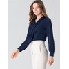 INSPIRE CHIC Women's Long Sleeve Pleated Tie Neck Office Blouses - 2 of 4