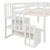 Twin Size Loft Bed, Pine Wood Twin Loft Bed Frame With Staircase Storage Space Slide Full-length Safety Guardrails For Bedroom No Box Spring Needed - image 2 of 4