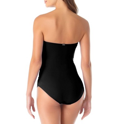 Anne Cole - Women's Twist Front Shirred One Piece - Black, Size: 10