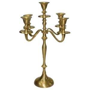 Jiallo  Brushed gold 5-lite candelabra  H 18.25" - 1 of 3