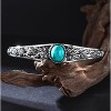 Genuine Turquoise Vintage Rose Bangle, Sterling Silver Adjustable Boho Cuff Bracelet for Women, Fits 6.5-7.5 Inch - 2 of 4