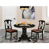 HomeStock 3-Piece Round Black Finish Solid Wood Top Dining Table with 2 Chairs - 2 of 4