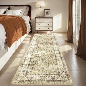 Floral Indoor Rug - Non-Slip, Washable Low-Pile Carpet for Living Room, Bedroom & Kitchen | Stain-Resistant - 1 of 4