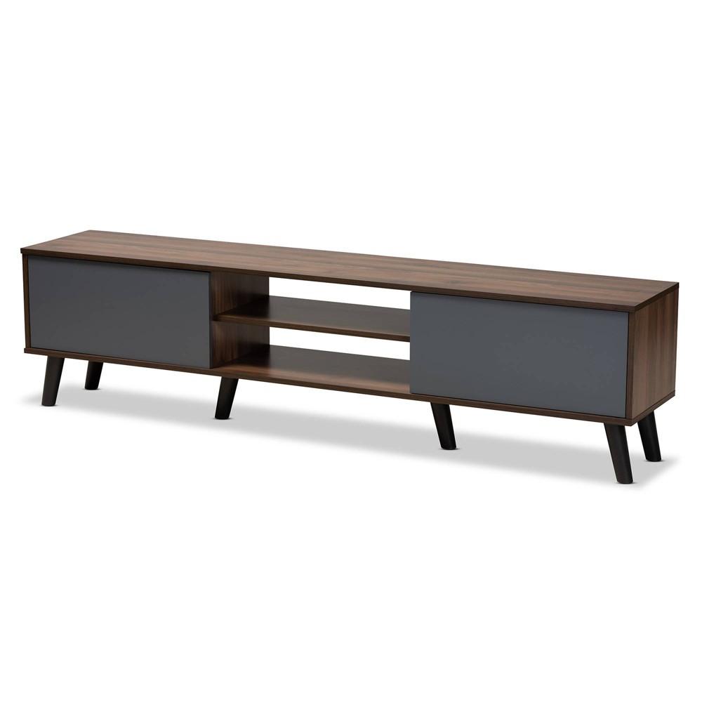 Photos - Mount/Stand Clapton Multi Toned Wood TV Stand for TVs up to 75" Gray/Brown - Baxton St