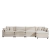 Modern Corduroy 4-Seater Sofa with 1 Matching Footstool, 2 Arm Pillows and 4 Throw Pillows for Living Room, Office - 4 of 4