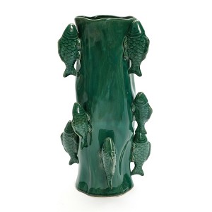 LuxenHome Marine Green Ceramic Fish 15.6-Inch Tall Vase - 1 of 4