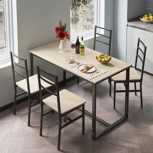 KTMBDW Dining Table Set for 4, 5-Piece Farmhouse Dining Set with 4 Chairs, Mid-Century Modern Dining Table Set for Kitchen, Dining Room - 1 of 4