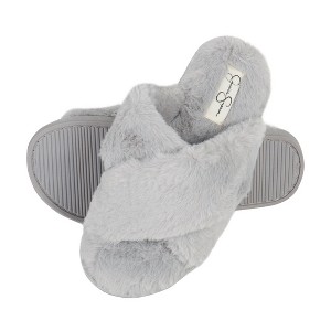 Jessica Simpson Womens Cross Band Plush Slide Slipper Slide - 1 of 4