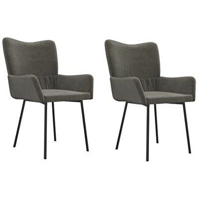 vidaXL Dining Chairs, 2 Pcs, Dark Gray Velvet