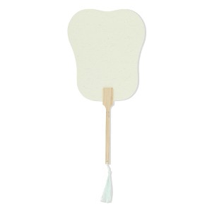 Unique Bargains Portable Double-Sided Long Handle Round Xuan Paper Palm-Leaf Folding Fan 1 Pc - 1 of 4