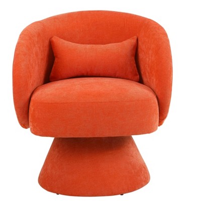 TIRAMISUBEST Swivel Accent Chair Armchair, Round Barrel Chair in Fabric for Living Room Bedroom(Orange)