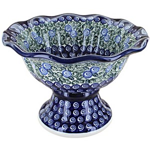Blue Rose Polish Pottery 1722 Zaklady Pedestal Bowl - 1 of 1
