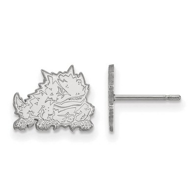 Black Bow Jewelry 14k White Gold Texas Christian Horned Frogs NCAA Post Earrings