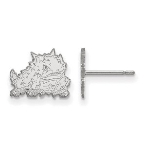 Black Bow Jewelry 14k White Gold Texas Christian Horned Frogs NCAA Post Earrings - 1 of 3