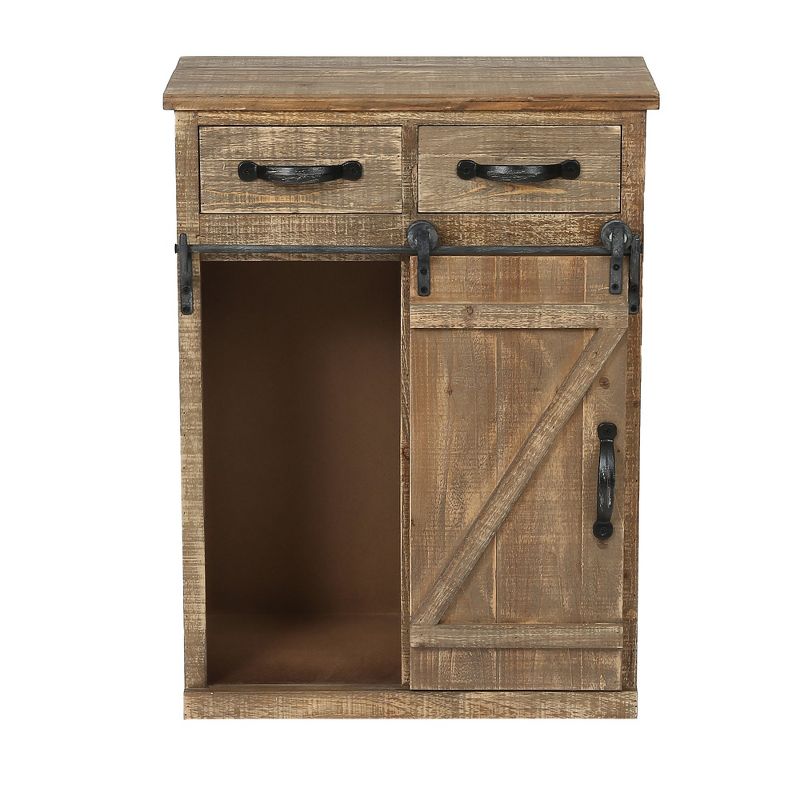 LuxenHome Rustic Wood Sliding Barn Door Storage Cabinet Brown, 3 of 16