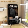 3-in-1 Hall Tree, Entryway Bench with Coat Rack, Mudroom Bench with Shoe Rack, 2 Storage Drawers, 4 Hooks and Padded Seat Cushions for Hallway - 4 of 4