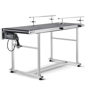 VEVOR Belt Conveyor, 59 x 23.6 inch Conveyor Table, Heavy Duty Stainless Steel Motorized Belt Conveyor, Silver (Double Guardrail) - 1 of 4